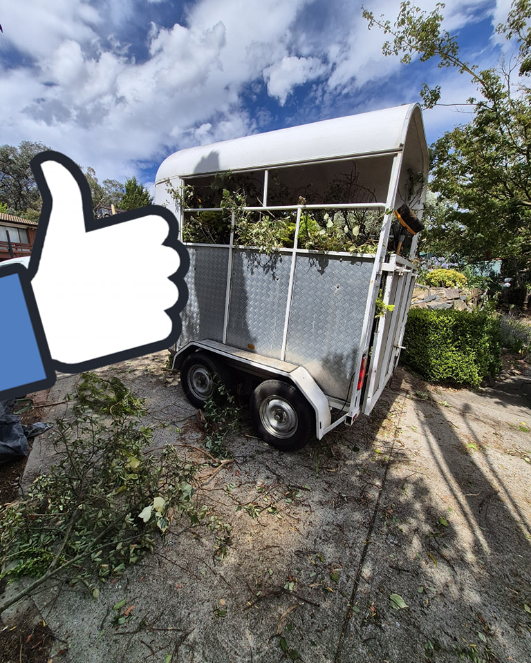 White horse float trailer filled with green waste