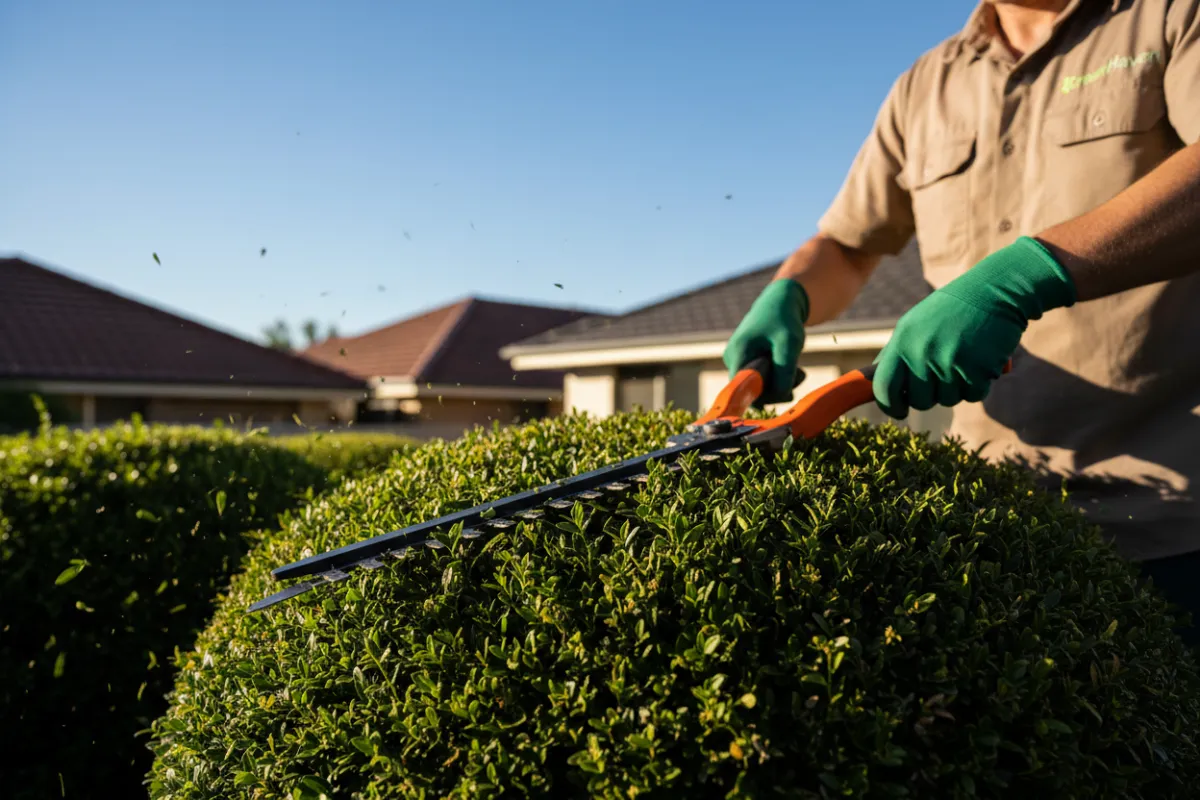 A yard cleanup in progress, part of DVA-funded garden maintenance.